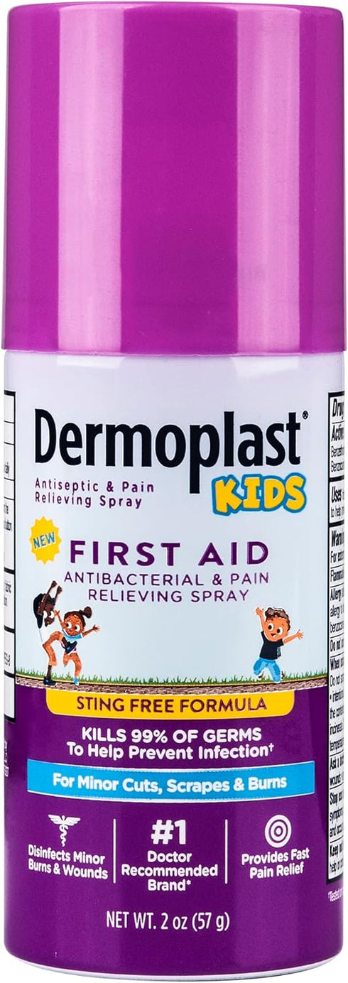 Dermoplast Kids Sting-Free First Aid Spray, Antiseptic & Analgesic for Minor Cuts, Scrapes, Burns, 2 Ounce
