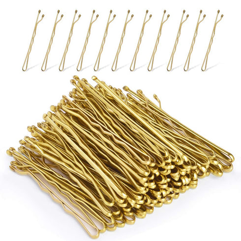 MORGLES 120PCS Blonde Hair Bobby Pins, 2 Inches Gold Hair Pins for Women with Box