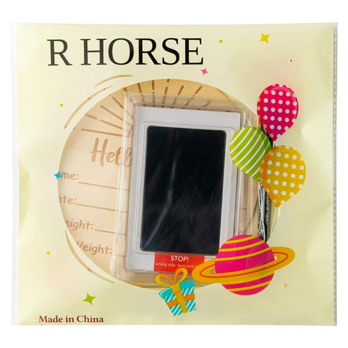 R HORSE Baby Birth Announcement Sign with Marker Pen, Boho Sun Baby Name Sign with Ink Pad for Hand and Footprints