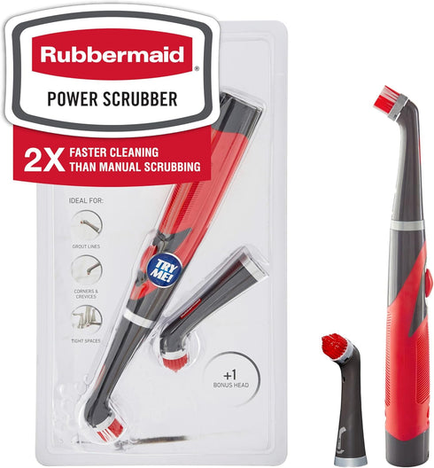 Rubbermaid Reveal Power Scrubber with Multi-Purpose & Grout Head, Cordless Electric Battery