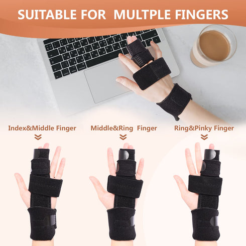 2 Finger Splint, Adjustable Finger Brace for Broken Fingers, Mallet Finger Splints, Arthritis Pain Relief (S/M)