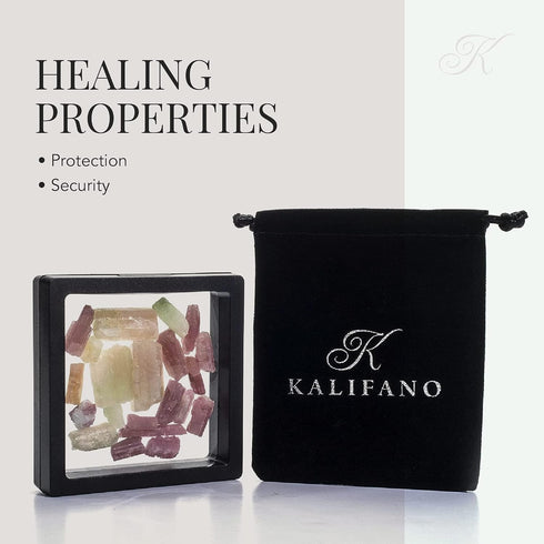 KALIFANO Tourmaline Bundle, Rare Brazilian Watermelon Rubellite Turmalina Reiki Healing Crystal for Calming and