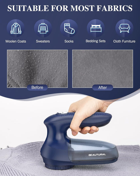 BEAUTURAL Sweater Fabric Shaver Home-Edition, Powerful & Efficient Lint Remover for Clothes and Furniture, AC Adapter