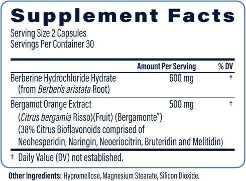Berbercol 500mg Citrus Bergamot & Berberine, Naturally Supports Heart Health, 60 Capsules