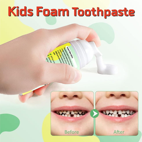Kids Foam Toothpaste, Mouthwash with Fruit Flavor, Natural Anti-Cavity Formulas for Electric & U-Shape Toothbrushes