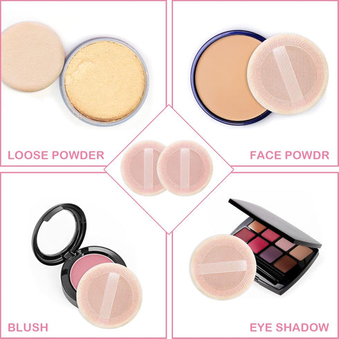 Sibba Loose Powder Puff, 12 Pieces Round Velour Face Makeup Compact Body Container for Setting Foundation Cream
