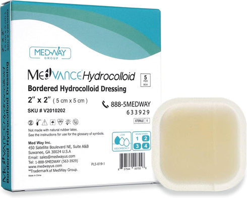 MedVance Hydrocolloid Bordered Adhesive Dressing, 2"x2" Box of 5 DRESSINGS