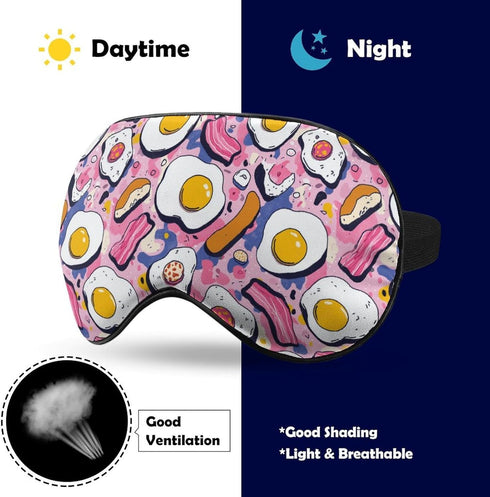 Sleep Mask,Fried Eggs Bacon Sausage Eye Masks with Adjustable Strap for Sleeping,Block Light Eye Sleep Shade Cover