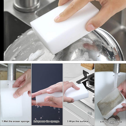 2X Density Magic Sponge Eraser,Multi-Functional Household Cleaning Kitchen Dish Sponge for Furniture,Extra Thick and Long Lasting Melamine Cleaning Sponges for Bathroom, Baseboard, Wall Cleaner (20) by Xishiqingjie