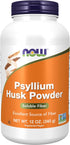 NOW Supplements Psyllium Husk Powder | 12-Ounce - Non-GMO Project Verified, Soluble Fiber