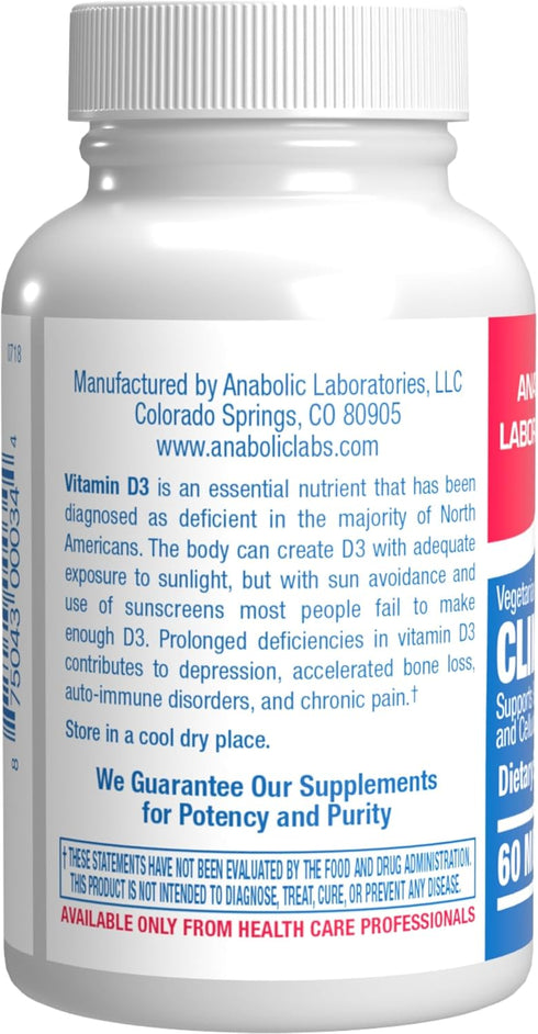 High Strength Vitamin D3 5000 IU - Clinical Formula Supplement for Men and Women for Bone, Teeth, Muscle, Mood and