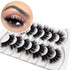 Veleasha 7 Pairs Pack Wispy Faux Mink False Eyelashes, Fluffy Handmade Natural Look Cat Eye Lashes