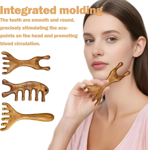 hinbkenla 3 5 Pcs Scalp Massage Tool,Foot Massager Tool,Wooden Scalp Massager, Massage Comb,Foot Massage Tool,Labor