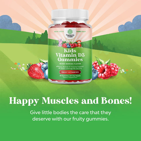 Chewable Vitamin D Gummies for Kids - 1000 IU per Serving | Delicious Immune Support for Kids & Toddlers - Kosher,