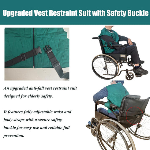 ZXYAHBKL Vest Restraint Suit for Bed/Wheelchair, Anti Fall Elderly Bed Restraint with Back Zipper Closure, Sturdy Chest