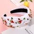 Summer Watermelon Headbands for Women, Tropical Fruit Rhinestone Crystal Wide Top Knot Hair Accessories (Fruit B-White)