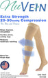 NuVein Medical Compression Stockings, 20-30 mmHg Support, Thigh Length Hose, Open Toe, White, Medium for Women & Men.