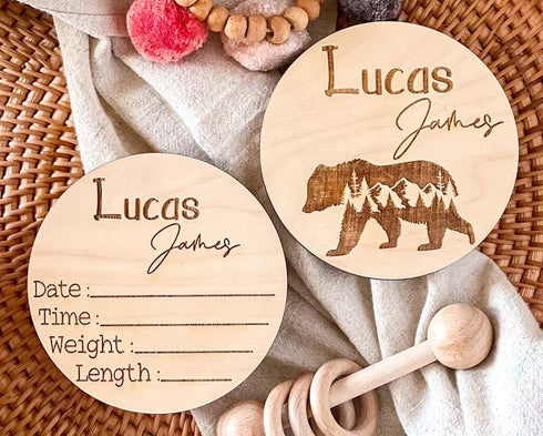 Personalized Newborn Name Announcement Sign for Hospital - Single/Double Sided - Wood Birth Announcement Sign - Name