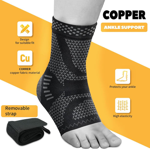 JIUFENTIAN Ankle Brace for Women an Men Adjustable Compression Sleeve (Pair)-Ankle Support Heel Brace for Achilles