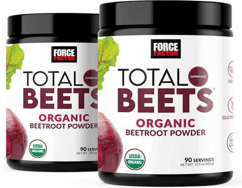 FORCE FACTOR Total Beets Organic Beetroot Powder - Superfood Supplement, USDA Organic, Vegan, Unflavored, 180 Servings