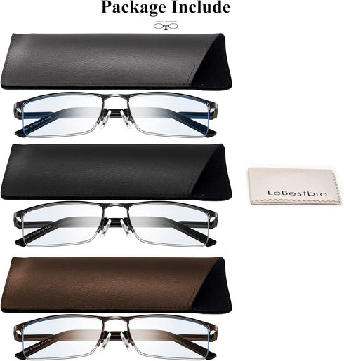 Reading Glasses for Men - 1.5 Blue Light Blocking Metal Readers