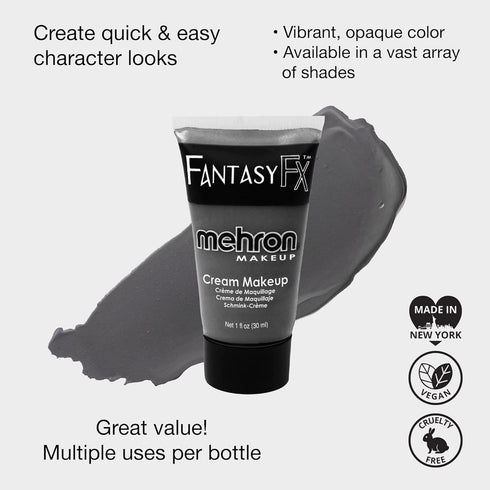 Mehron Makeup Fantasy FX Cream Makeup, Monster Grey Face & Body Paint, 1 fl oz