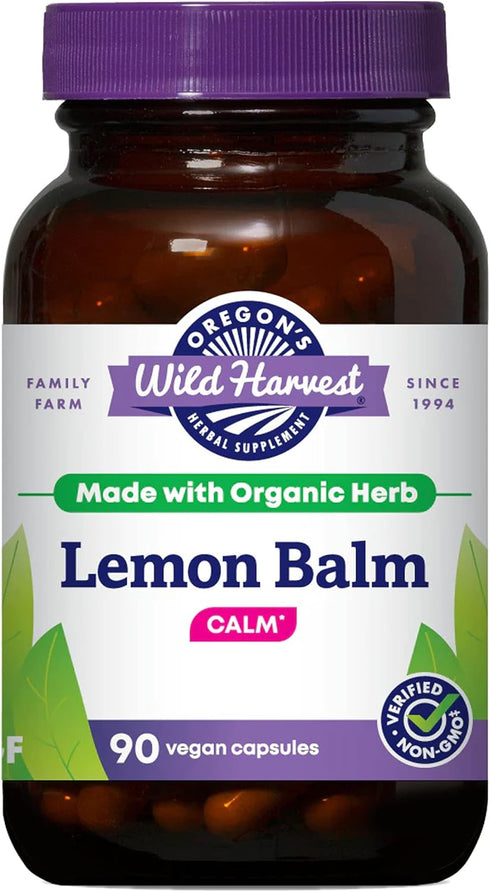 Oregon's Wild Harvest Certified Organic Lemon Balm, 90 Count, Herbal Supplement, Vegan Supplement, 1125 mg