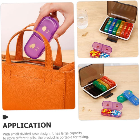 HAMPPLIES 7-Day Weekly Pill Organizer Medicine Storage Case with Compartments Portable Travel Pharmacy Box Small