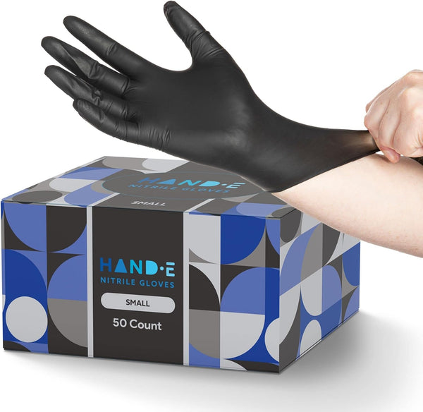Black Nitrile Disposable Gloves - Hand-E Touch Latex Free BBQ, Tattoo, Cooking, Mechanic