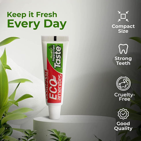 Pack 0.2 Oz ECO amenities Travel Toothpaste Tubes - TSA-Approved Bulk Toothpaste - Peppermint Flavor Mini - Travel