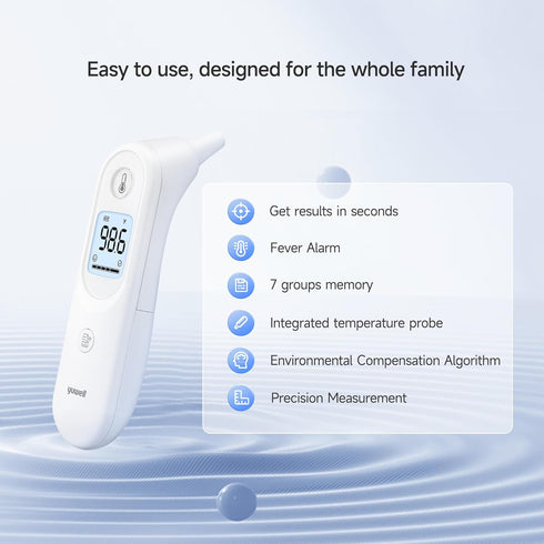 yuwell Digital Ear Thermometer - Fast, Gentle, and Accurate for Adults, Babies, Toddlers, and Kids