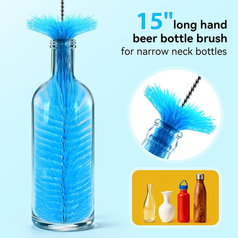 TOOUT Set 3 1 Bottle Brush with Straw Cleaner Brush and in Cup Lid Cleaning Brush, Water Bottle Cleaner with Long