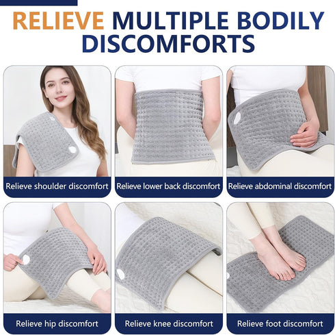 La Phaze 9 4 Settings (17x33 Inches) Heating Pad for Back, Neck & Shoulder Pain Relief | Heat & Timer | Fast Heating