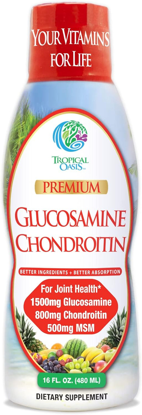 Tropical Oasis Premium Liquid Glucosamine Chondroitin & MSM, Joint Support Formula, 16 Fl Oz, Max Absorption