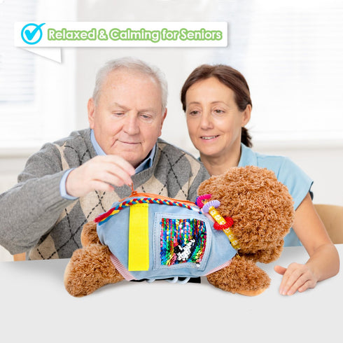 SZDMDISLET Fidget Sensory Dog Blanket for Elderly | Premium Dementia Activities for Seniors Items | Engaging Sensory