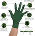 FRAMAR Disposable Latex-Free Green Gloves - Heavy Duty Medium Nitrile Gloves for Tattoo, Cooking, Biodegradable, 100