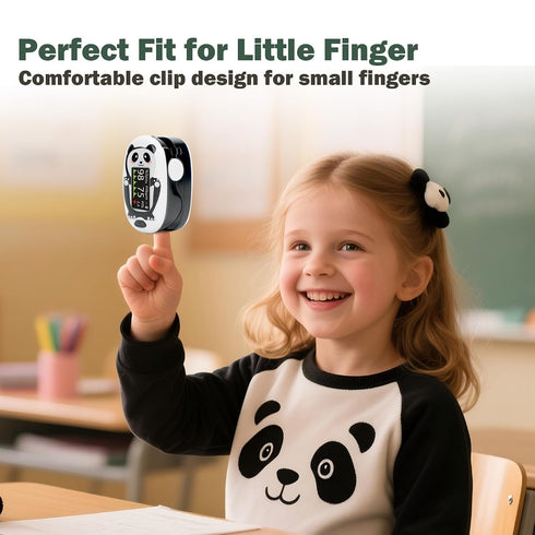 mekaaoo (2+), 20 Panda Pediatric Pulse Oximeter for Kids Children Oxygen Monitor Fingertip with Memory, Blood Oxygen