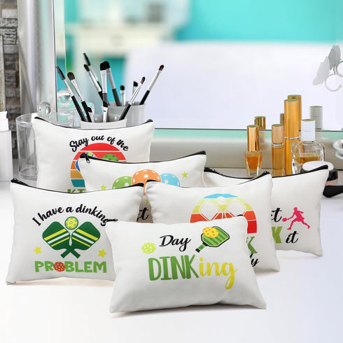 12 Pieces Dink Ball Makeup Bags, Funny Travel Organizer Zipper Pouch for Dink Ball Lovers Gifts