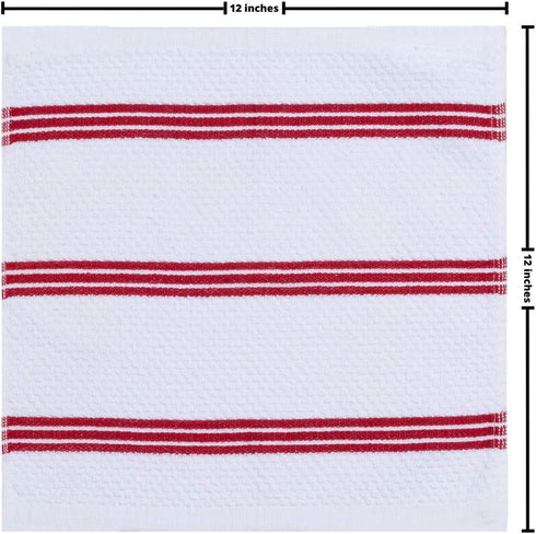 Living Fashions 8 Pack Dish Cloths for Washing Dishes, 100% Cotton Absorbent, 12" x 12"