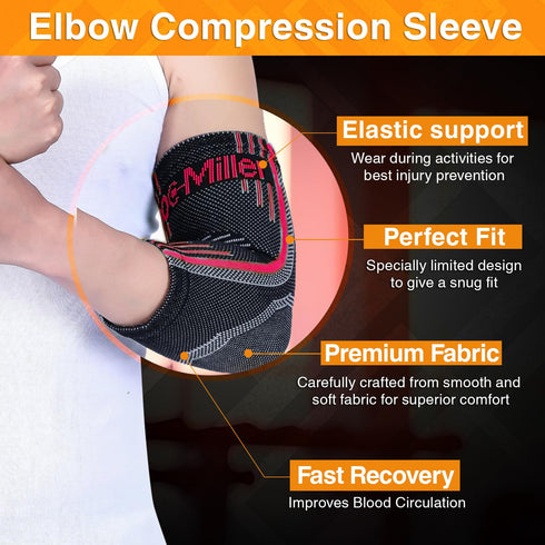 Doc Miller Compression Elbow Brace: Support for Tendonitis, Bursitis, Tennis, Arthritis, Workouts - 2 Packs, Pink,