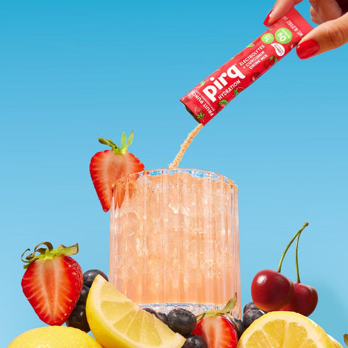 Packets 10 Pirq Hydration - Fruit Punch - Hydration Powder | Electrolyte Drink Mix | Curcumin | B Vitamins | Zero Sugar
