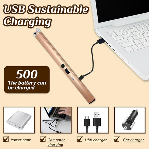 2 PCS Windproof Flameless Candle Lighter, Upgraded Electric Lighter with LED Power Display & Safety Switch for BBQ