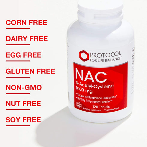 Protocol NAC 1,000mg - N-Acetyl-Cysteine Supplement for Glutathione Production & Respiratory Function - 120 Tabs