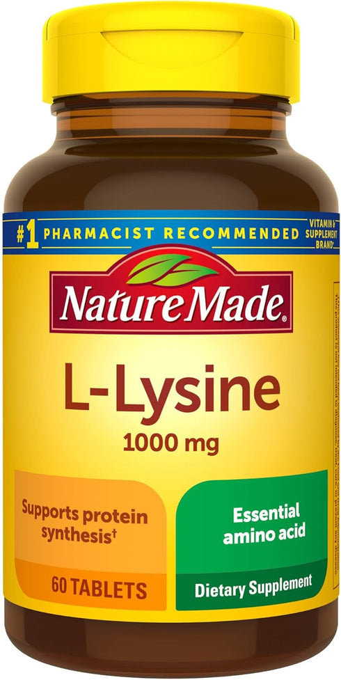 Nature Made L-Lysine 1000 mg | Dietary Supplement | 60 Tablets, 60 Day Supply