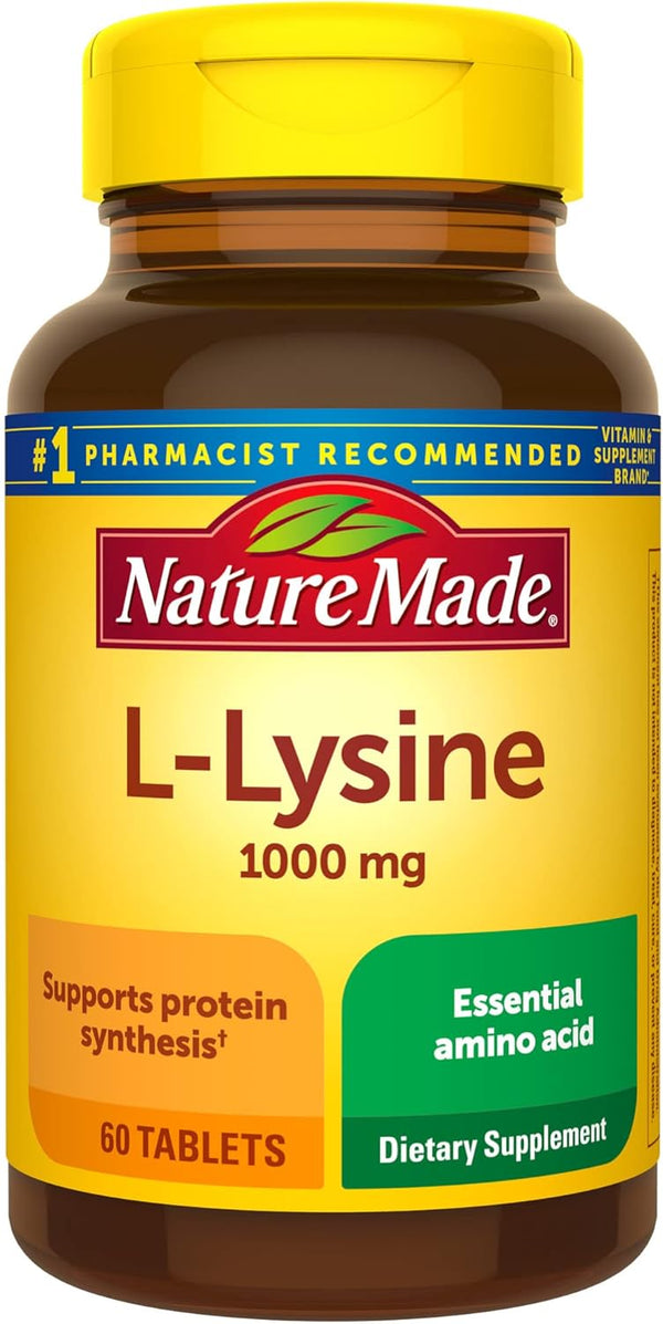 Nature Made L-Lysine 1000 mg | Dietary Supplement | 60 Tablets, 60 Day Supply