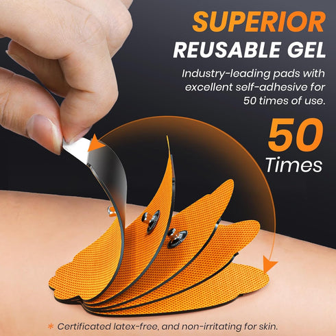 TENS Unit Replacement Pads, 20 Pack in 3 Sizes, Reusable Electrode Pads with American Gel for 50 Times Safe Use