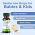 Wellements Organic Iron Drops for Newborn+ Babies (1 Fl Oz) - Cherry Flavor Liquid Iron Supplement for Infants -