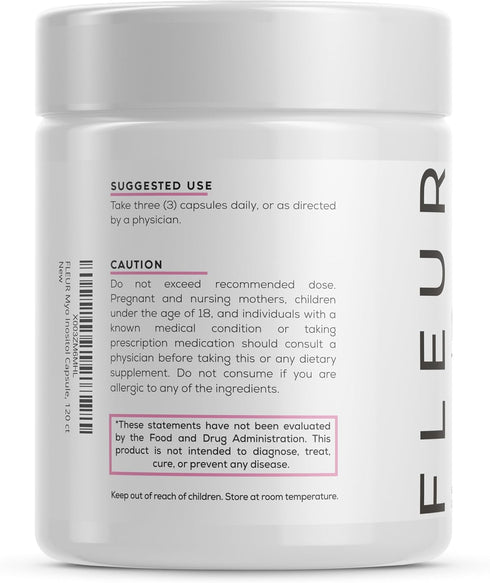 FLEUR Myo-Inositol & D-chiro Inositol Capsules, Hormone Balance & Ovarian Function Support for Women, Non-GMO & Vegan,
