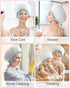 mikimini White Shower Caps for Women - 2 Pack, Large Size, Reusable, Waterproof Washable Hair Caps for Long Hair