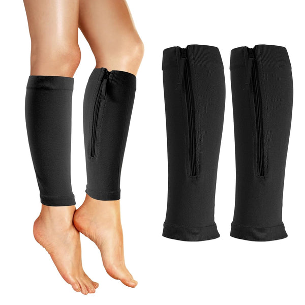 YCYuShen 2 Piece Compression Sleeves for Women Calf, Leg Compression Sleeve with Zipper,